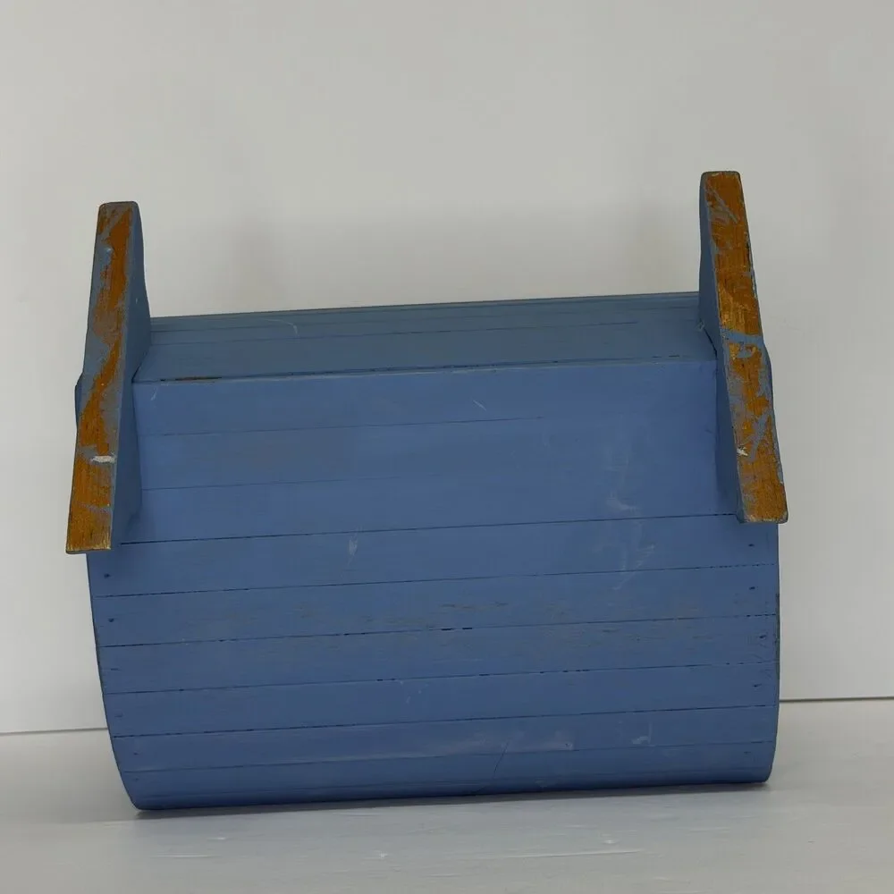 Heart Shaped Basket Wooden Vintage with Handle Sturdy Magazine Rack Cottage Core